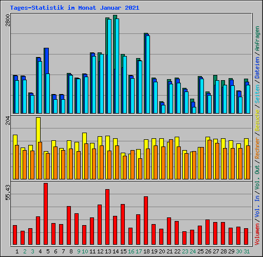 Tages-Statistik im Monat Januar 2021