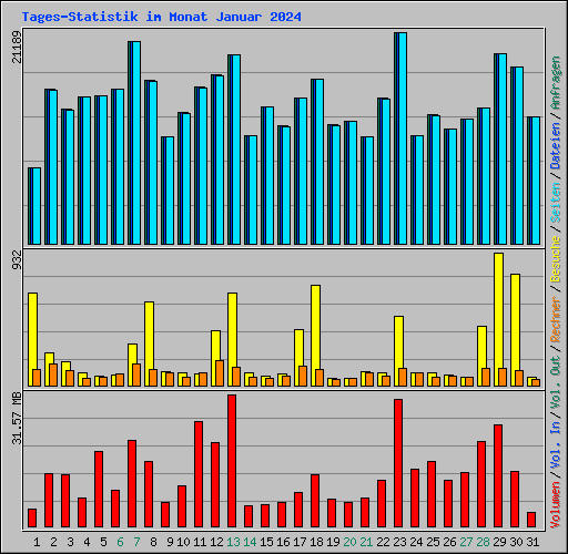 Tages-Statistik im Monat Januar 2024